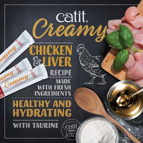 Smakołyk dla kota Łosoś z krewetkami Catit - Creamy Premium Treat for Cats - Salmon with Prawn - Mega Pack (50x10g)