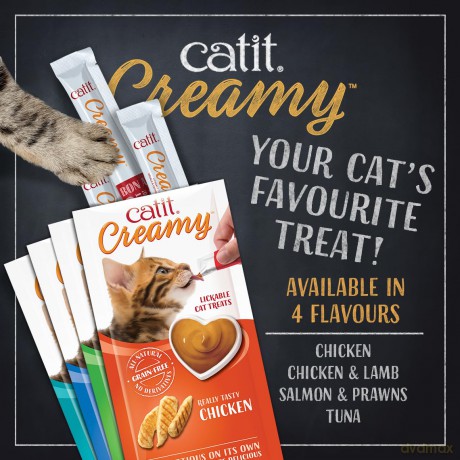 Smakołyk dla kota Łosoś z krewetkami Catit - Creamy Premium Treat for Cats - Salmon with Prawn - Mega Pack (50x10g)
