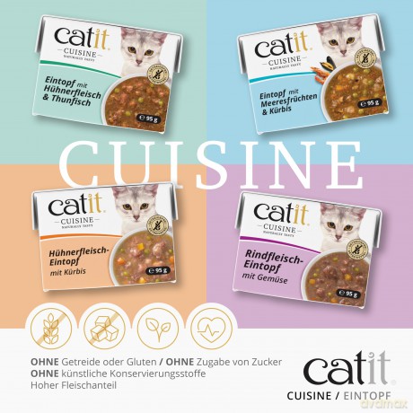 Catit - Cuisine Premium Wet Food for Cats - Beef Stew with Veggies - 95 g