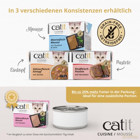 Catit - Cuisine Premium Wet Food for Cats - Chicken Mousse with Ham - 90 g
