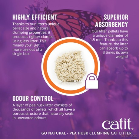 Catit - Go Natural! Pea Husk Pellet Clumping Cat Litter - Lavender Scent - 2 x 2.8kg (5.6kg)