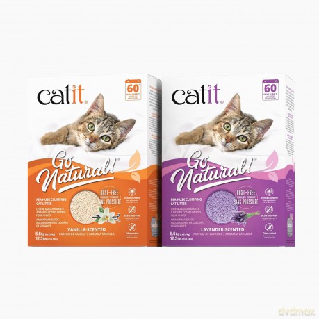 Catit - Go Natural! Pea Husk Pellet Clumping Cat Litter - Lavender Scent - 2 x 2.8kg (5.6kg)