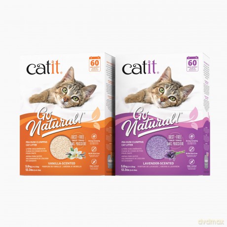 Catit - Go Natural! Pea Husk Pellet Clumping Cat Litter - Vanilla Scent - 2 x 2.8kg (5.6kg total)