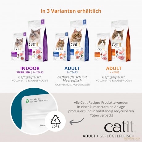 Catit - Recipes Premium Dry Food for Cats - Adult Poultry - 2 kg