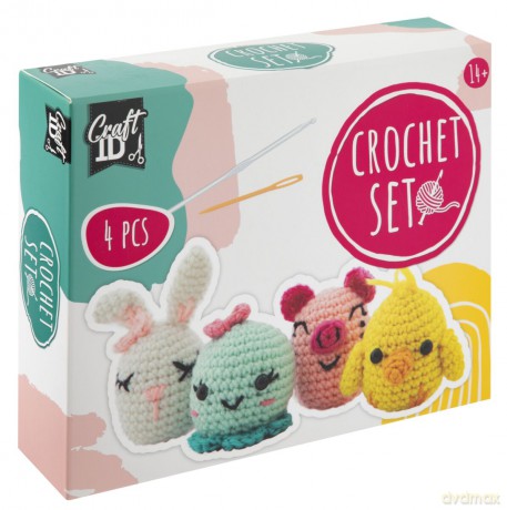Zestaw do szydełkowania Craft ID - Crochet kit animals - 4 pcs (CR1721/GE)