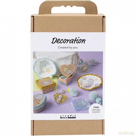 Craft Kit Decoration - Boxes - shells - key rings - pastel colours (977847)