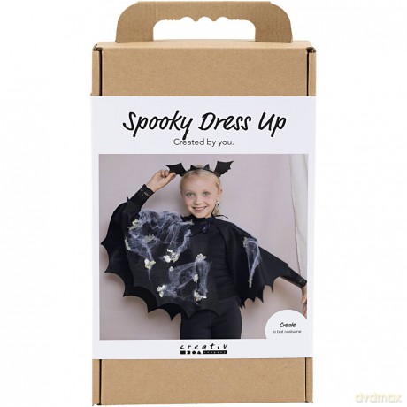 Craft Kit Spooky Costume - Bat cape and headband - black - black glitter (977883)