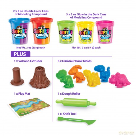 Cra-Z-Art - Softee Dough Dino Neon Dough Set (CRDOUGH11)