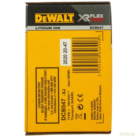 Dewalt DCB547 Flexvolt Convertible 18/54V Lithium-ion 9,0AH