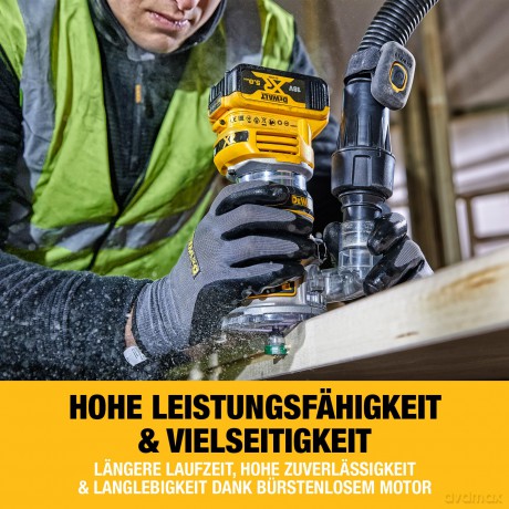 Dewalt DCW604NT-XJ 18V XR carbonless 8mm router in TSTAK, excl. battery/charger