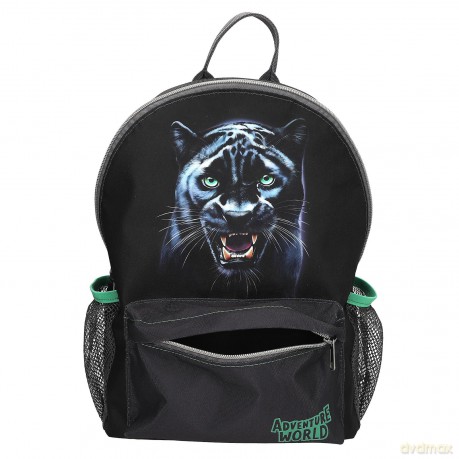 Dino World - Adventure World Backpack - Panther - Dark Grey with Vibrant Green Details