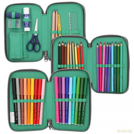 Dino World - Adventure World Triple Pencil Case LED PANTHER - Dark Grey