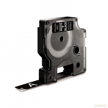 Dymo - D1 Tape - White on Black - 12mm x 7m