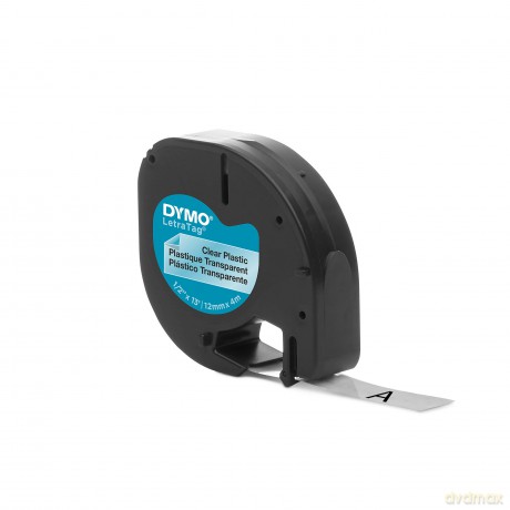 DYMO - LetraTagÂŽ Tape Plastic 12mm x 4m black on clear (S0721530)