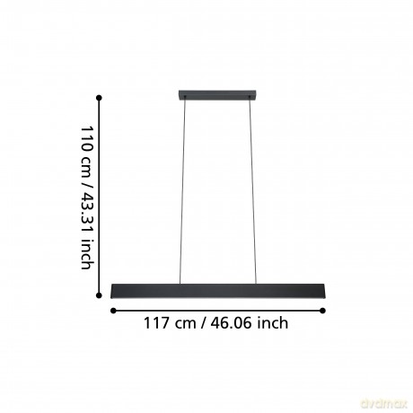 EGLO - Andreas-Z long table pendant black L117 - RGB + TW - Zigbee, Bluetooth