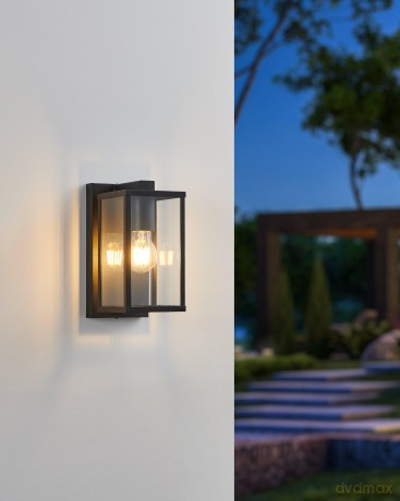 EGLO - BUDRONE Outdoor Wall Light - Black/Clear