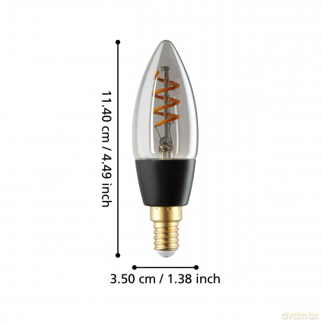 EGLO - E14 C35 Spiral LED Bulb, Smoke - Warm White - Zigbee, Bluetooth