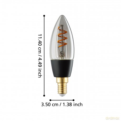 EGLO - E14 C35 Spiral LED Bulb, Smoke - Warm White - Zigbee, Bluetooth