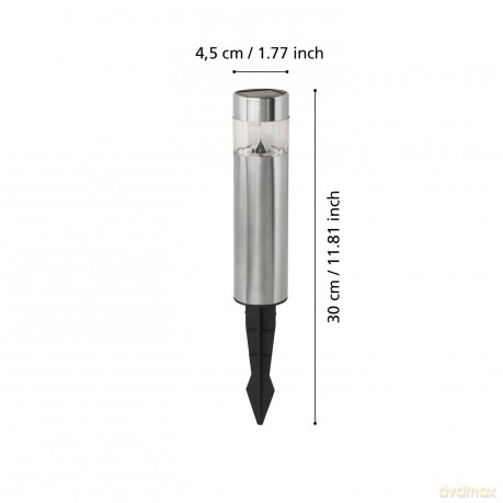 EGLO - Solar Set 5L H200 RS - Stainless Steel - 20 cm Solar Lights with 10 cm Spike