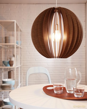 EGLO COSSANO Pendant Light - Oak and Satin Nickel - 50 cm