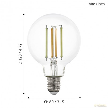 EGLO E27 G80 Clear Smart Bulb - Tunable White - Zigbee/Bluetooth