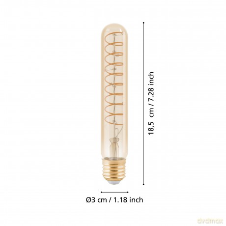 EGLO E27 T30 Deco Spiral LED Bulb - 4W 180LM 1600K Dimmable - Amber