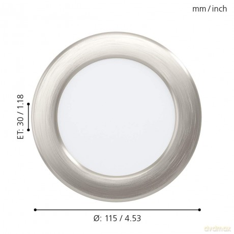 EGLO FUEVA 5 Recessed LED Light - 117 mm - Brushed Steel
