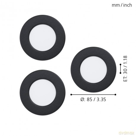 EGLO FUEVA 5 Recessed Spotlight - Black - 86mm