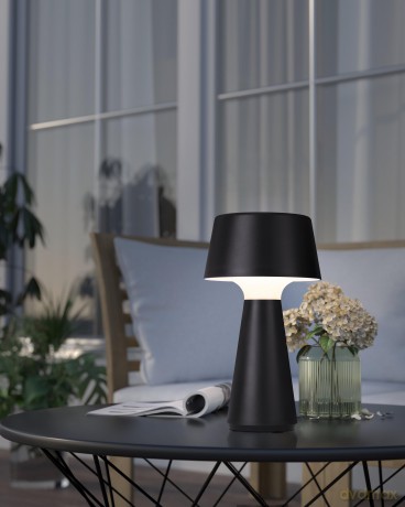 EGLO Huesa Table Lamp - USB-C Charging, Touch Control, IP44 - Black