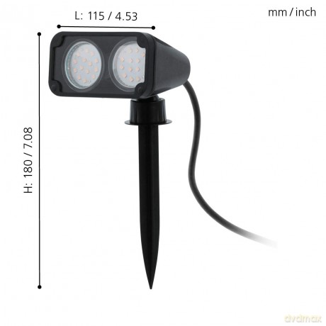 EGLO NEMA 1 Outdoor Garden Spotlight with Ground Spike - Black
