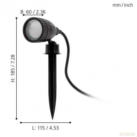 EGLO NEMA 1 Outdoor Spotlight with Spike - Black - 18.5 cm