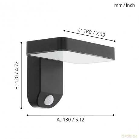 EGLO PASTION Solar Wall Light with Sensor - Black