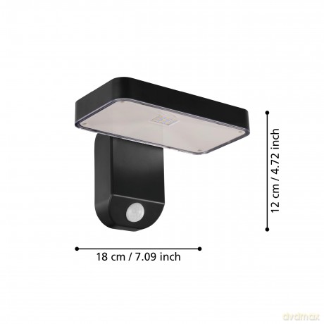 EGLO PASTION Solar Wall Light with Sensor - Black