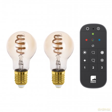 EGLO Set of 2x E27 A60 Amber Smart Bulbs - Tunable White - Zigbee/Bluetooth + Remote