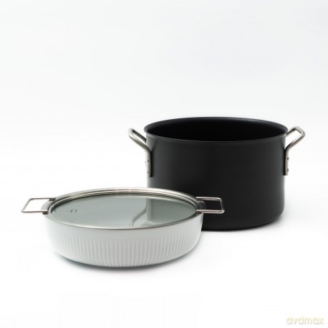 Eva Trio - Glass lid - Brushed steel - 24 cm
