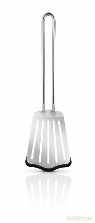 Eva Trio - Spatula with silicone - Polished steel - 27 cm