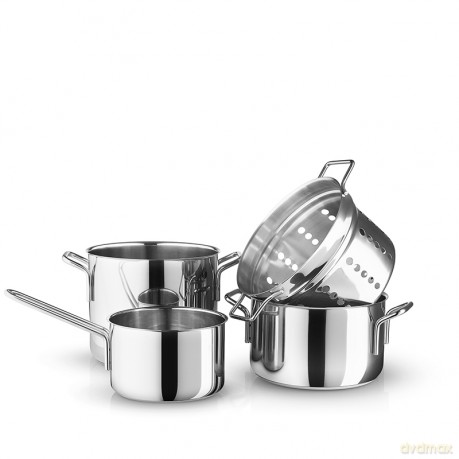 Eva Trio - Stainless Steel 4 pcs. Cookware Set 1.8 L + 3.6 L + 4.8 L + Pasta Insert