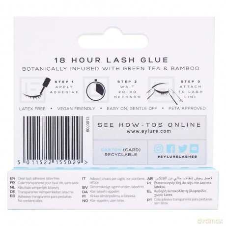 Klej do rzęs bez lateksu Eylure - 18H Lash Glue Latex Free CLEAR