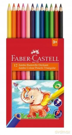 Faber-Castell - Colour pencils triangular Jumbo - Box of 12 (116501)