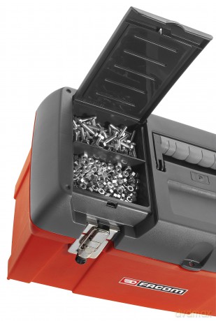 Facom BP.C24NPB Tool Box - 24 Heavy-Duty Plastic Case with Auto-Locking Lid
