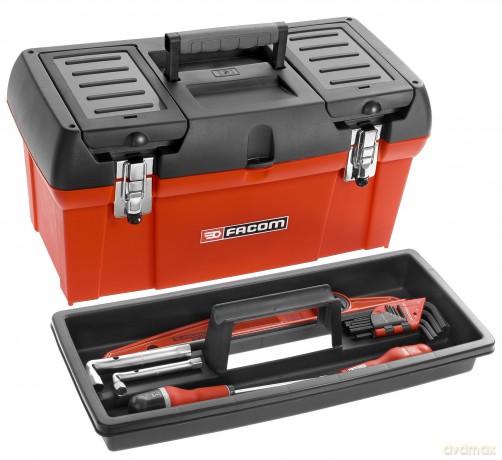 Facom BP.C24NPB Tool Box - 24 Heavy-Duty Plastic Case with Auto-Locking Lid