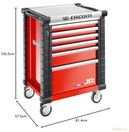 Facom JET.6M3A - 6 drawer roller cabinets - 3 modules per drawer, red