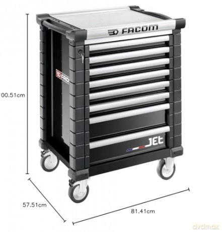 Facom JET.8NM3A - 8 drawer roller cabinets - 3 modules per drawer, black