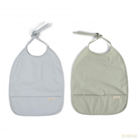 Filibabba - Bib with ties 2-pack - Pearl Blue + Desert Sage - 6-36 m
