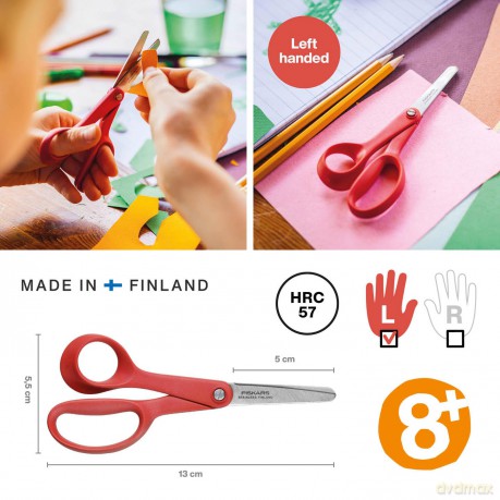 Fiskars - Classic Children's Scissors, Left Hand, Red