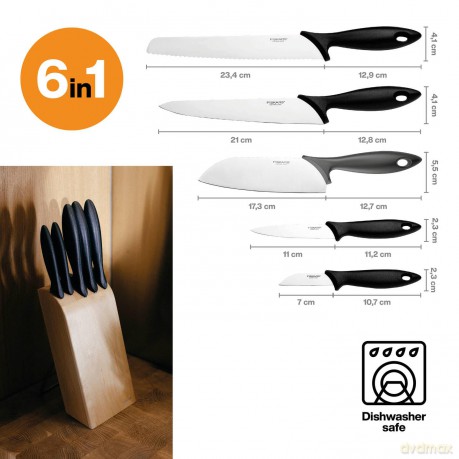 Fiskars - Essential Knife Block - with 5 Knives