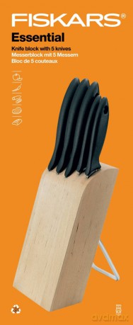 Fiskars - Essential Knife Block - with 5 Knives