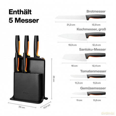 Fiskars - FunctionalForm Knife Block with 5 Knives - Black