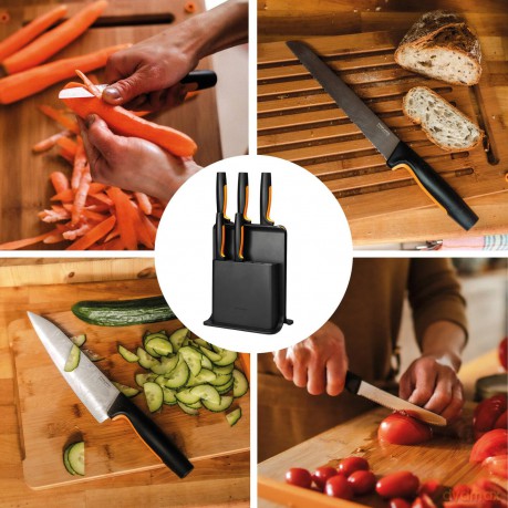 Fiskars - FunctionalForm Knife Block with 5 Knives - Black