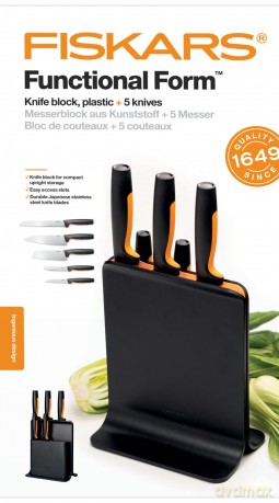 Fiskars - FunctionalForm Knife Block with 5 Knives - Black
